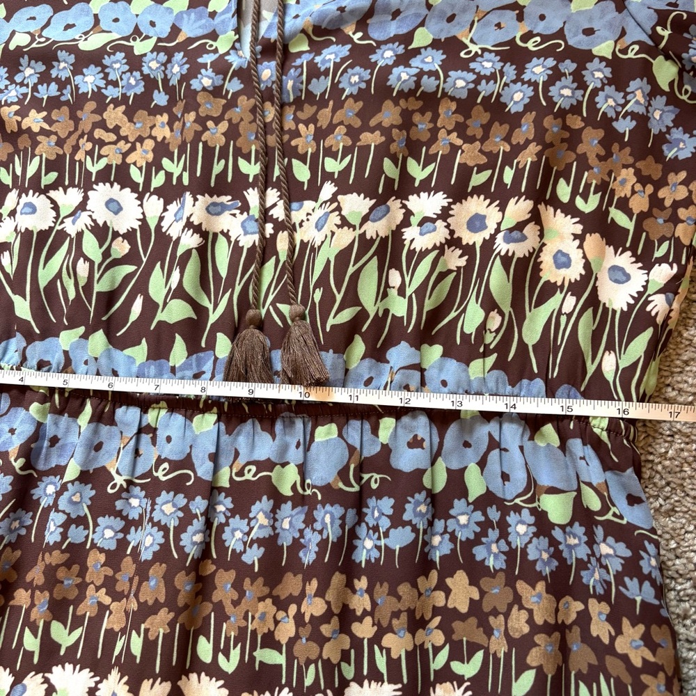 J. McLaughlin Hortense Chocolate Brown Falmouth Floral Midi Dress Women’s Large - Picture 8 of 13